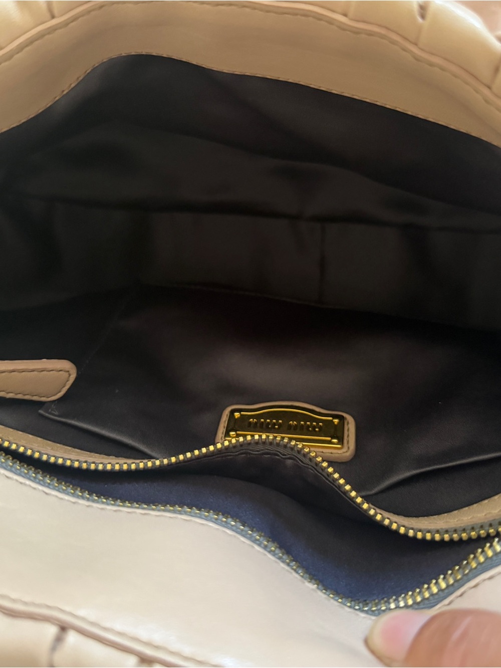 Miu Miu Quilted Pattina Leather Shoulder Bag in Cipria with Gold Hardware - Picture 12 of 12